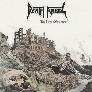 Album cover: the Death Angel logo above a painting of a ruined city, broken buildings and rubble piled over a giant skull