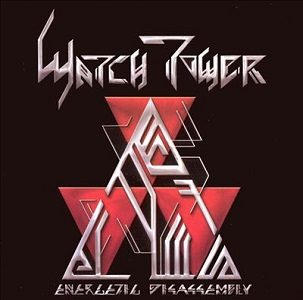 Energetic Disassembly album cover: the angular Watch Tower logo in white above a red and silver geometric triangle design on black