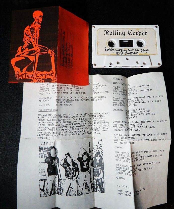 1986 demo tape insert with lyric sheet and band photo