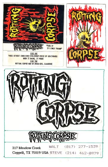 Original Rotting Corpse demo artwork and tape layouts