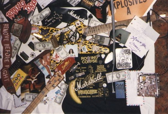Flyers and stage gear, from the band’s archive.